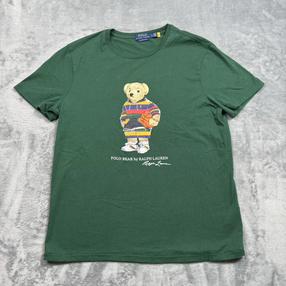 Polo Ralph Lauren Large Classic Fit Basketball Polo Bear Short Sleeve Tee Green